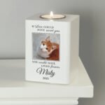 Personalised Pet Photo Upload Memorial White Wooden Tea Light Candle Holder - Image 3