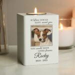 Personalised Pet Photo Upload Memorial White Wooden Tea Light Candle Holder - Image 4