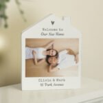 Personalised Grey Heart Motif Photo Upload Wooden House Ornament - Image 4