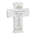 Personalised Gold Cross Motif Botanical Design Wooden Cross Ornament - Image 6