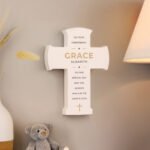Personalised Any Message Gold Cross Motif Wooden Cross Ornament - Image 3