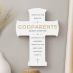 Personalised Any Message Gold Cross Motif Wooden Cross Ornament - Image 7