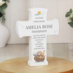 Personalised 'On Your Christening' Noah's Ark Design Wooden Cross Ornament - Image 4