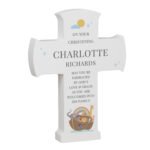 Personalised 'On Your Christening' Noah's Ark Design Wooden Cross Ornament - Image 6