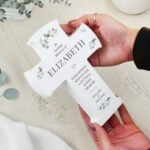 Personalised Any Message Botanical Design Memorial Wooden Cross Ornament - Image 2