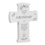 Personalised Any Message Botanical Design Memorial Wooden Cross Ornament - Image 6