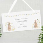 Personalised Spring Bunny Design Hanging Wooden Sign - Image 4