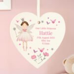Personalised Children's Fairy Princess Design Hanging Wooden Heart Decoration - Image 4