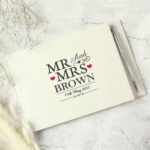 Personalised 'Mr And Mrs' Hearts Motif Hardback Guest Book & Pen - Image 4