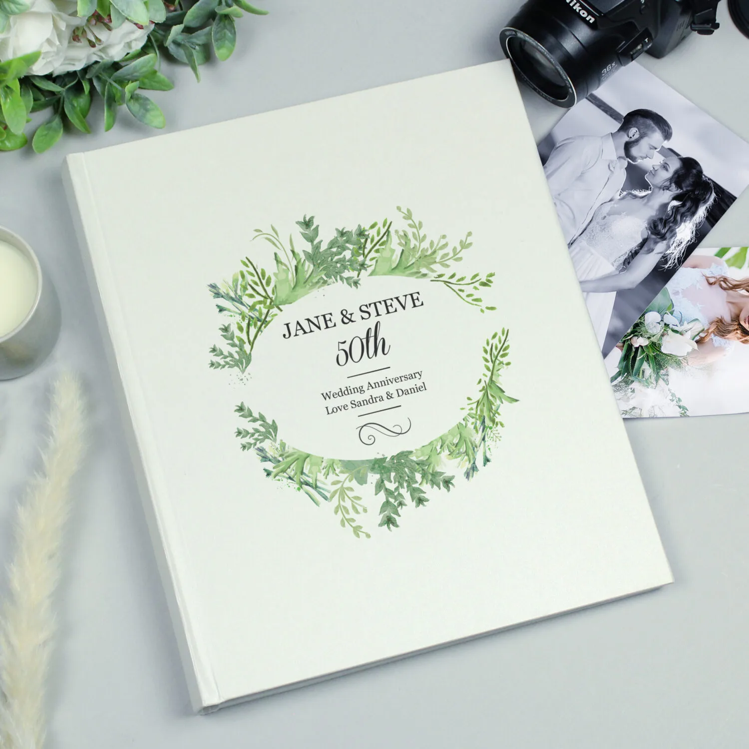 Personalised Any Message Fresh Botanical Design Traditional Photo Album - Image 1