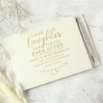 Personalised 'Love, Laughter and Happily Ever After' Wedding Hardback Guest Book & Pen - Image 2