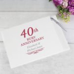 Personalised '40th Ruby Anniversary' Hardback Guest Book & Pen