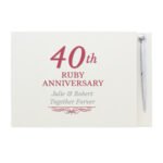 Personalised '40th Ruby Anniversary' Hardback Guest Book & Pen - Image 4