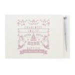 Personalised Pink Papercut Design Hardback Guest Book & Pen - Image 5