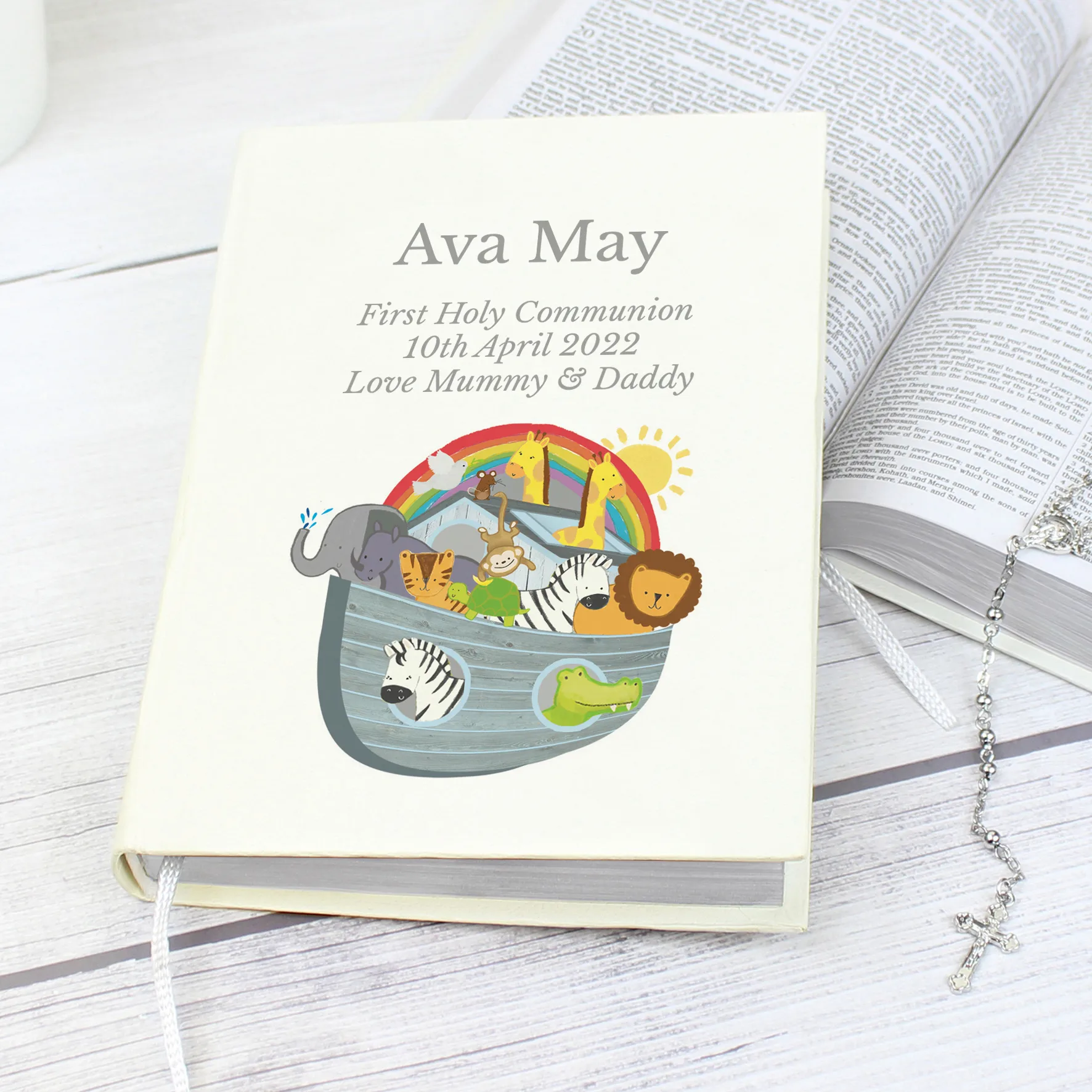 Personalised Noah's Ark Design Leatherette Eco-Friendly Holy Bible - Image 4