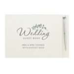 Personalised Botanical Design Wedding Guest Book & Pen - Image 5