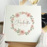 Personalised Initial & Name Floral Wreath Design Square Photo Album - Image 3