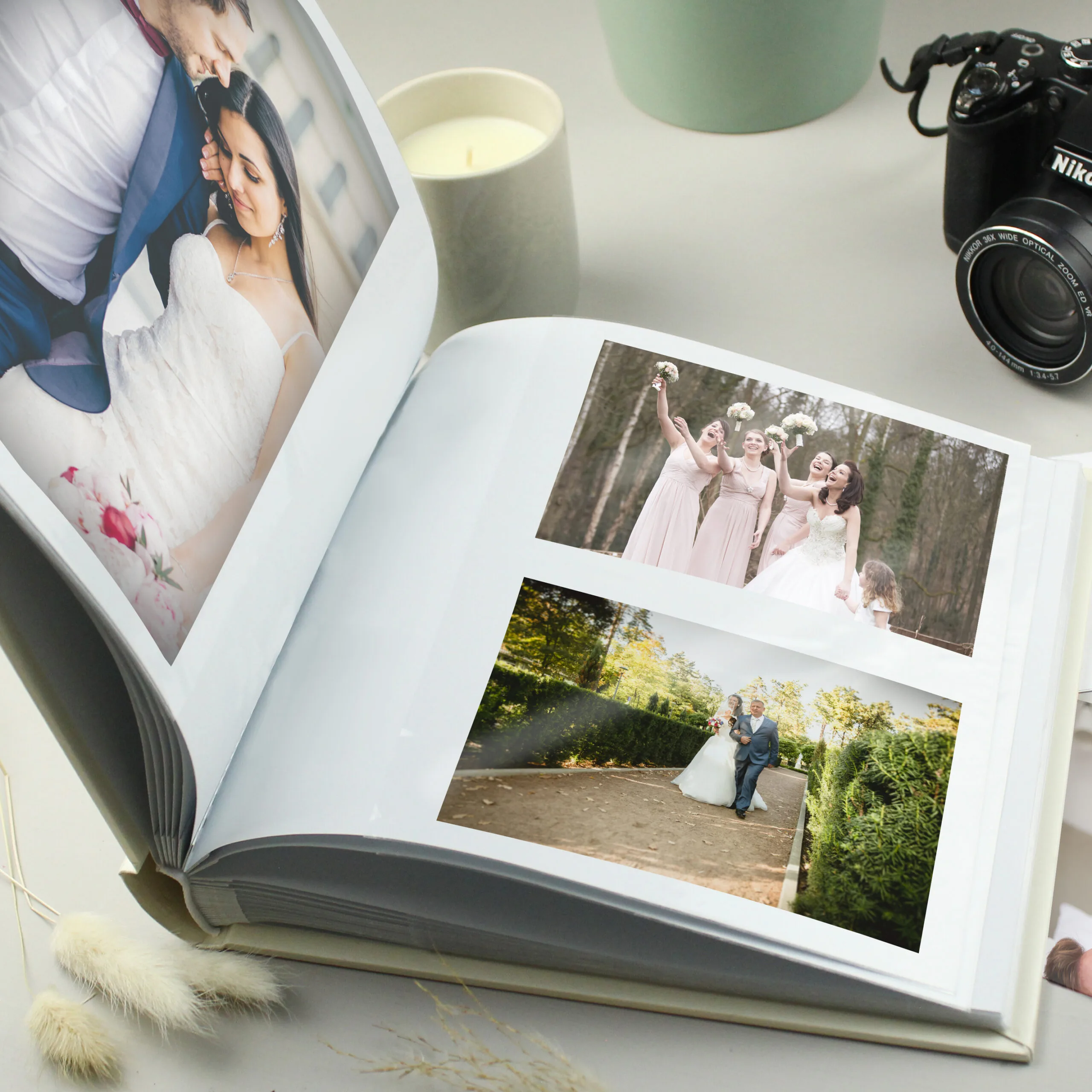 Personalised Gold Heart Motif Couples Square 6x4 Photo Album - Image 6
