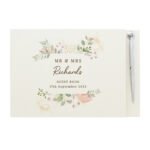 Personalised Any Message Floral Watercolour Design Hardback Guest Book & Pen - Image 5
