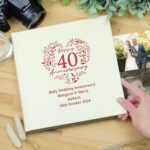Personalised ‘Happy 40th Anniversary’ Heart Design Square Photo Album - Image 3