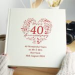 Personalised ‘Happy 40th Anniversary’ Heart Design Square Photo Album - Image 4
