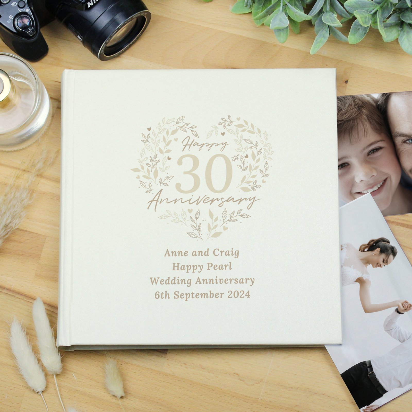 P1012A93 Personalised 'Happy 30th Anniversary' Heart Design Square Photo Album Personalised 'Happy 30th Anniversary' Heart Design Square Photo Album - Image 1