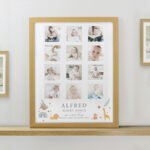 Personalised New Baby Animals Design Multi Photo Oak Frame