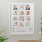 Personalised New Baby Woodland Animals Design Multi Photo White Frame