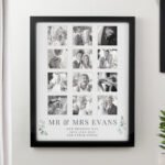 Personalised Botanical Design Wedding Multi Photo Black Frame