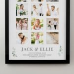 Personalised Botanical Design Wedding Multi Photo Black Frame - Image 2