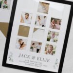 Personalised Botanical Design Wedding Multi Photo Black Frame - Image 3
