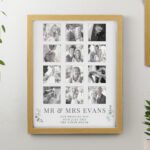 Personalised Botanical Design Wedding Multi Photo Oak Frame