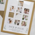 Personalised Botanical Design Wedding Multi Photo Oak Frame - Image 2