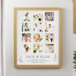 Personalised Botanical Design Wedding Multi Photo Oak Frame - Image 5