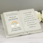 Personalised Any Message Rainbow Design Memorial Resin Graveside/Garden Book Ornament - Image 3