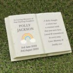 Personalised Any Message Rainbow Design Memorial Resin Graveside/Garden Book Ornament