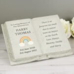 Personalised Any Message Rainbow Design Memorial Resin Graveside/Garden Book Ornament - Image 2