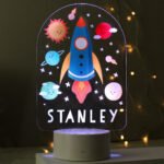 Personalised Space Rocket Design LED Colour Changing Night Light