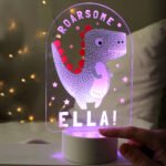 Personalised Dinosaur Design 'Roarsome' LED Colour Changing Night Light