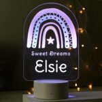 Personalised Pink Rainbow Design LED Colour Changing Night Light