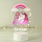 Personalised Pink Rainbow Unicorn Design LED Colour Changing Night Light - Image 3