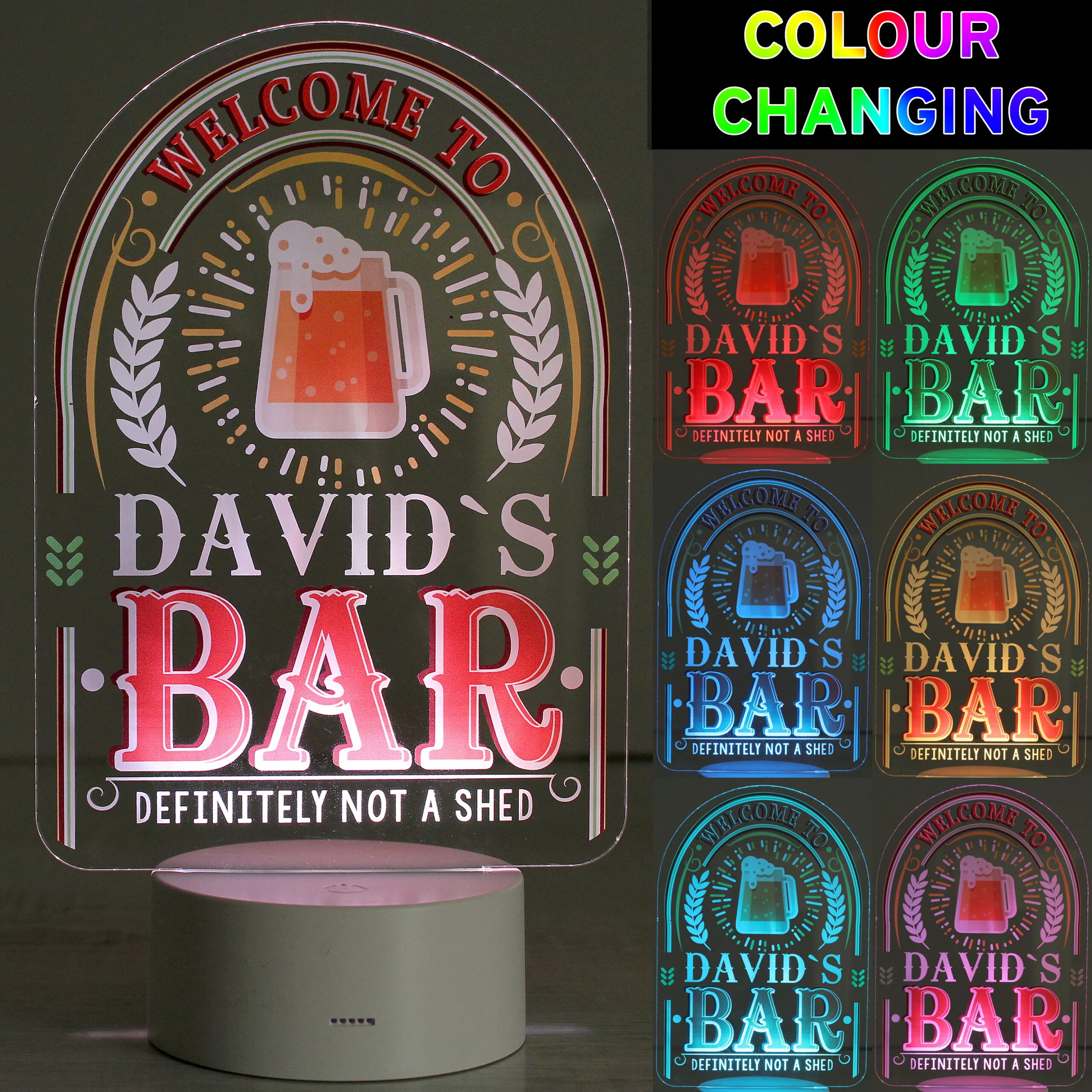 Personalised 'Welcome To...' Bar Sign LED Colour Changing Light - Image 2