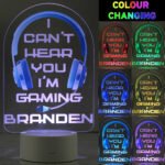 Personalised Blue Gaming Headphones Design LED Colour Changing Night Light - Image 2