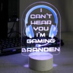 Personalised Blue Gaming Headphones Design LED Colour Changing Night Light - Image 4