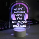 Personalised Pink Gaming Headphones Design LED Colour Changing Night Light