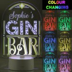 Personalised 'Gin Bar' Sign LED Colour Changing Light - Image 2