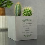 Personalised Any Message Botanical Design Concrete Plant Pot - Image 6