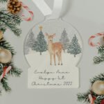 Personalised Deer Snow Scene Acrylic Snow Globe Christmas Decoration - Image 2