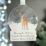 Personalised Deer Snow Scene Acrylic Snow Globe Christmas Decoration - Image 3