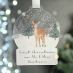 Personalised Deer Snow Scene Acrylic Snow Globe Christmas Decoration - Image 4